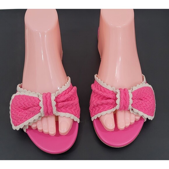 Kate Spade New York Tango Crochet Bow Pink Slides Sz.7.5 B - Picture 6 of 10